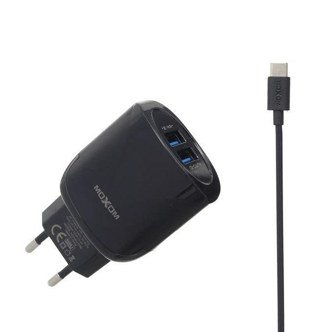 Chargeur Moxom MX-HC30 Double ports Usb rapide 2,4 A avec câble